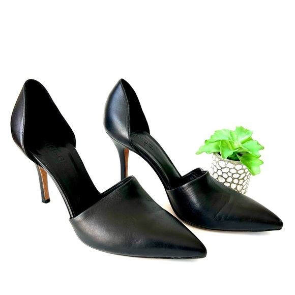 VINCE Claire Choked Up Leather D'Orsay Pumps Black Leather Pointed Toe Size 8.5 - Picture 3 of 9